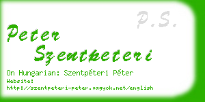 peter szentpeteri business card