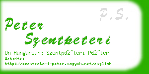 peter szentpeteri business card